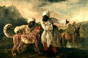 George Stubbs Gepard mit zwei indischen Dienern und einem Hirsch oil painting on canvas